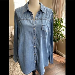 I Love Ronson Denim Button Down Shirt Size XL